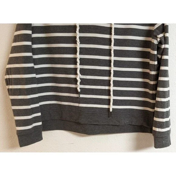 Cabi Women's Windward Striped Hooded Sweatshirt Top Gray/White # 5324 Size Small - Picture 4 of 9